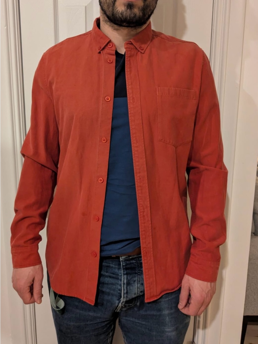 COS Rust-Red Button Front Shirt